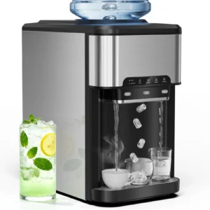 3 in 1 Countertop Water Dispenser with Ice Maker, 44LBS/24H Top-Loading Water Cooler with 4Lbs Storage Basket, 3 Temperature Set