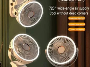 Camping Fan Rechargeable Desktop Portable Air Circulator Wireless Ceiling Electric Fan With LED Light Clip-on Home Fan 8000mAh