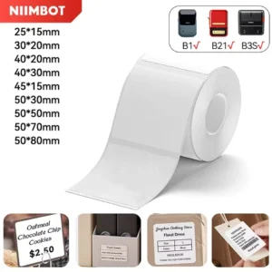 Niimbot 1Roll B1 White Sticker Waterproof Paper Adhesive Label White Anti-Oil For B1 B21 Mini Portable Thermal Printer Tape