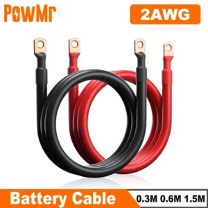 PowMr 2AWG Electrical Wires Battery Inverter Cable Copper Cord Solar Power Connection Wire for Inverter Car Boat