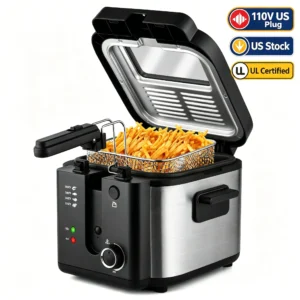2.5L 1500W Electric Deep Fryer (US Plug) Large Capacity Countertop Home Fryer for Fried Chicken Fries Pot UL