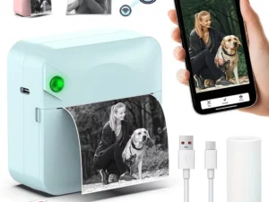 Portable Mini Sticker Printer Inkless Bluetooth Thermal Printer Pocket Size with Paper Roll for Notes Photos Journal DIY Labels