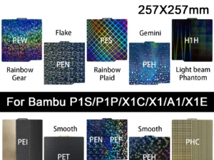 For Bambu Lab A1 Upgrade PET Carbon Build Plate PEO PEY H1H PEI Sheet 257x257mm Spring Steel Sheet For Bambu Lab X1 X1C P1P P1S.