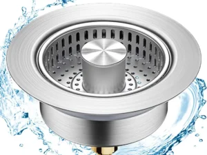 3 in 1 Kitchen Sink Drain Strainer,Universal Stainless Steel Kitchen Sink Stopper, Pop Up Anti-Clogging for 3-1/2 Inch US Standa