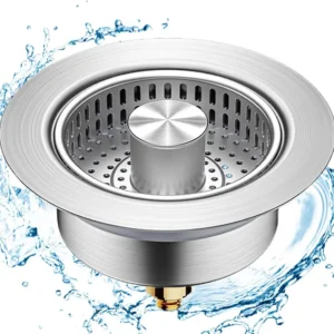 3 in 1 Kitchen Sink Drain Strainer,Universal Stainless Steel Kitchen Sink Stopper, Pop Up Anti-Clogging for 3-1/2 Inch US Standa