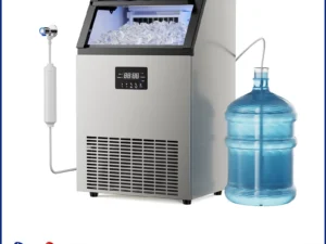 Commercial Ice Maker Machine Stainless Steel Under Counter Ice Maker with 34LBS Ice Bin Freestanding Ice Machine for Home Cafe