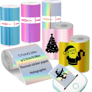 Thermal Printer Papers 57mm Self-adhesive Thermal Papers HD Color Label Printers for Inkless Mini Portable Printer