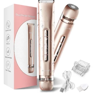 Bikini Trimmer for Women - 2 in 1 Electric Razors for Women - Dual Head Electric Shaver - IPX7 Waterproof Wet & Dry Use Body Hai