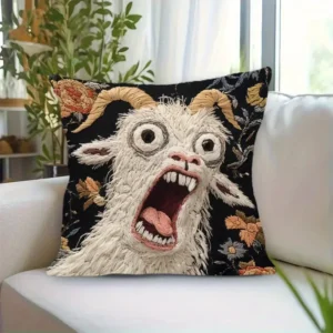 Screaming Goat Pillow Cover, Printed Pillow Cover, Home Sofa, Living Room, BedHead Decoration Cover (colorful-1pcs)