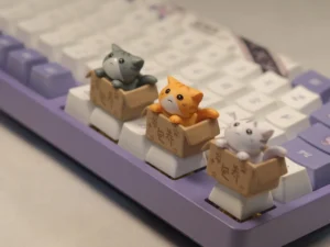 Cute Cat Keycap for Mechanical Keyboard, OEM R4 Profile, Novelty 3D Animal Keycap for MX Switches, Kawaii Desk Accessories, Funn