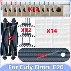 Compatible For Eufy Omni C20 Vacuum Parts Main Roller Side Brush Hepa Filter Mop Cloth Dust Bag Accessories
