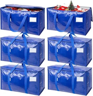 6 Pack Extra Large Moving Bags Heavy Duty with Zippers & Carrying Handles, Durable Storage Bags Moving Boxes for Closet Organize