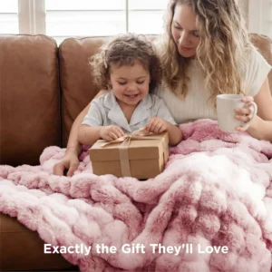 100% weighted Faux Rabbit Fur Throw Blanket, Ultra Soft Fluffy Thick Plush Fuzzy Blanket, Cozy Warm Luxury Bubble Furry Blanket for Sofa Couch Bed Chair, Decorative Shaggy Fleece Blanket for Home Bedroom Decor, All Season Use.