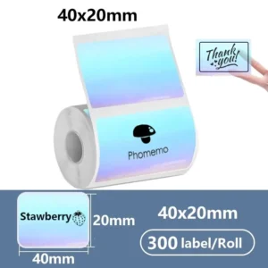40x20MM Compatible Phomemo M110 M220 M200 Self-Adhesive Color Laser Thermal Paper, E210 P50 Detong P1 HPRT T20 MAKER