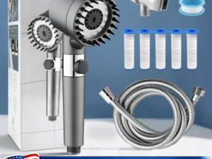 High Pressure Filtered Shower Head with Handheld 3 Spray Modes 1.5M Hose Anti Clog Nozzles for Hard Water Bathroom