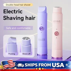 2 in 1 Electric Hair Trimmer for Women Dual Head USB Charging Cordless Wet Dry Body Facial Bikini Shaver Portable