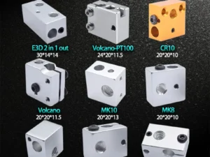 1 pcs 3D Heat Block E3D V5 V6 MK7 MK8 MK2 MK10 Volcano PT100 CR10 2 IN 1 OUT Aluminum/Brass For Hotend 3D Printer Parts