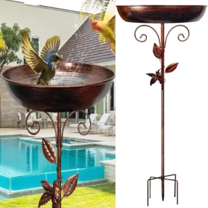 Garden Birdbath Sturdy Iron Outdoor Bird Bath for Outside Vintage Standing Birdbath Bowl for Outdoor Garden Patio Yard