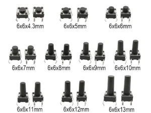 50Pcs 6x6mm Tactile Tact Mini Push Button Switch PCB Panel Momentary DIP 4 Pin Self-Reset Switch 6*6*4.3/5/6/7/8/9/10/11/12/13MM