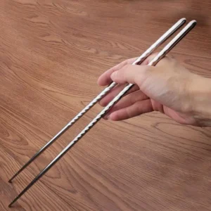 A Pair Cooking Chopsticks Stainless Steel Chopsticks Extra Long Frying Chopsticks Dishwasher Safe 38.8 Cm