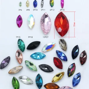 All-size 24-color horse eye Glass Crystal pointed back Rhinestones foiled fancy stons for shoes garment Headdress jewelry making