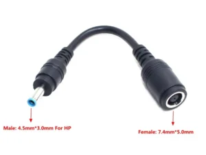 DC 7.4x5.0mm Female to 4.5x3.0mm Pin Male Laptop Power Adapter Converter Plug Cable Cord for Hp Envy Touchsmart 15 17 Charger