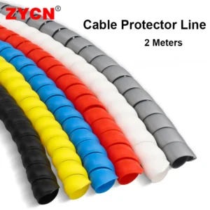 2Meters Spiral Cable Protector Line Organizer Tube Motorcycle Wire Protect Sleeve Flame Retardant Anti-Bite Cover Charger Cable