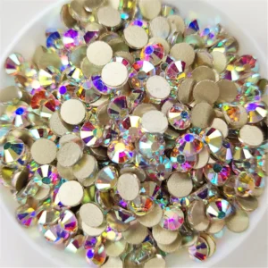 Top Glitter Crystal AB/Clear Gold Base Non Hot Fix Rhinestones SS3-SS50 FlatBack Strass &Fabric Garment Nail Art Decorations