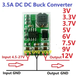 1 PCS 3.5A DC-DC Converter Module Buck Step-Down Voltage Regulator Board 4.5V-27V to 3V 3.3V 3.7V 5V 6V 7.5 9V 12V