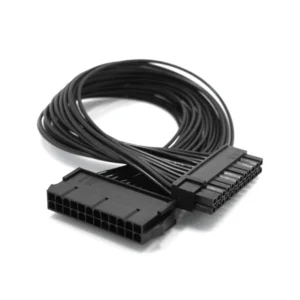 PSU Power Supply 24 Pin Extension Cable Splitter for ATX Motherboard, 24Pin to 24(20+4) Pin 12 inch/ 30cm Black 24BB