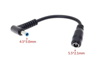 5.5*2.1mm To 4.5*3.0mm DC Power Charger Converter Adapter Right Angle Cable For HP Dell Blue Tips
