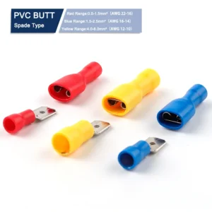 50PCS FDD/MDD 6.3mm Terminal Red Blue Yellow Female Male Spade Insulated Electrical Crimp Terminal Connectors Wiring Cable Plug
