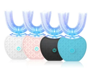 New 360 Degrees Intelligent Automatic Sonic Electric Toothbrush USB Rechargeable Ultrasonic U Shape 4 Modes Timer Blue Light