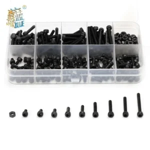 280pcs/box M2 M2.5 M3 Screw kits Hex socket head cap screw DIN912 Black steel Hexagon Cylinder Bolt Kits