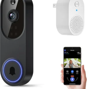 1080p Wireless Wi-Fi Video Doorbell Camera with Two-Way Audio, Night Vision, Cloud Storage, AI Motion Detection, 2.4GHz Wi-Fi