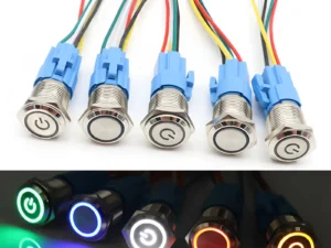 16mm 19mm 22mm  Metal Push Button Switch Momentary/Latching Flat Head Led Light Red Yellow Blue Green White 3V 12V 24V 220V
