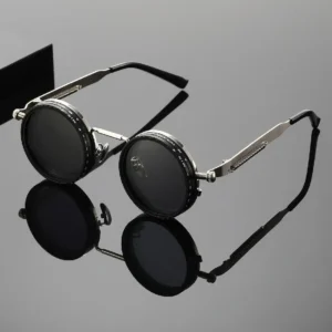 Punk ND9 Anti-UV Sunglasses Round Retro Adjustable Dimming Sunglasses with Glasse Case 9 Level Dimming Anti-UV Glasses Driving
