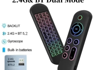 2.4GHz Wireless M5 Air Mouse Bluetooth5.2 Mini Keyboard Voice Backlit Remote Control IR Learning Remote Control for PC Android