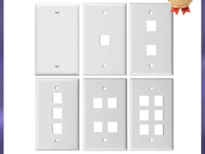 ZoeRax 0/1/2/3/4/6-Port Keystone Jack Wall Plate, Low Profile RJ45 Wall Plate for Keystone Jacks in White