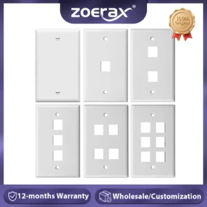 ZoeRax 0/1/2/3/4/6-Port Keystone Jack Wall Plate, Low Profile RJ45 Wall Plate for Keystone Jacks in White