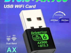 WiFi 6 AX900 Bluetooth 5.3 WiFi USB Adapter Wireless Network Card 2.4G&5GHz Wi-Fi Antenna USB For PC/Laptop Win10/11 Driver Free
