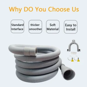 1pc Washing Machine And Dishwasher Drain Pipe Kit, Including Flexible Corrugated Pipe, Extension Adapter And Hose Clamp