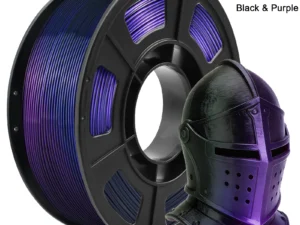 Silk PLA Dual Color Filament 1.75mm 3D Printer Filament, Coextrusion Black Purple Metal-Like Shiny PLA Filament, 250g (0.55lbs)