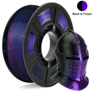 Silk PLA Dual Color Filament 1.75mm 3D Printer Filament, Coextrusion Black Purple Metal-Like Shiny PLA Filament, 250g (0.55lbs)