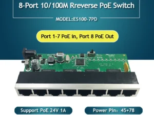 8-Port 10/100M Ethernet DC 5V 12V Reverse POE Switch with Fixed VLAN Lightning Protection And Dial Switch for Network Equipment