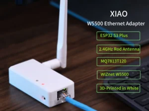 XIAO W5500 Ethernet Adapter V1.2 PoE Development Board, featuring ESP32 S3 Plus,TPS563201, 2.4GHz Rod Antenna 2.81dBi,MQ7813T120