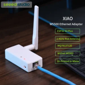 XIAO W5500 Ethernet Adapter V1.2 PoE Development Board, featuring ESP32 S3 Plus,TPS563201, 2.4GHz Rod Antenna 2.81dBi,MQ7813T120