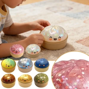 Glitter Slow Rising Dumpling Stress Relief Ball Steamed Bun Squishy Toy Stretchy Reusable Decompression Toy Office Travel Gift