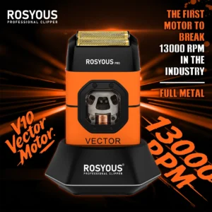 ROSYOUS RS-999 Man Electric Shaver 13000RPM Magnetic Vector Motor Full Metal with Dock 2000mAh Barbershop Beard Trimmer Machine