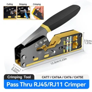 RJ45 Crimp Tool Pass Through Ethernet Crimping Tool Wire Tool for Cat6 Cat5 Cat5e RJ45 Connectors Ethernet All-in-one Wire Tool